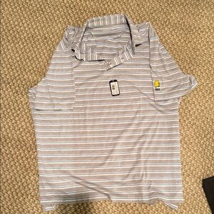 johnnie-O Light Blue and White Striped Polo XL NWT
